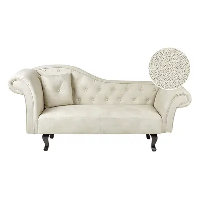 Left Hand Velvet Chaise Lounge Light Beige LATTES II