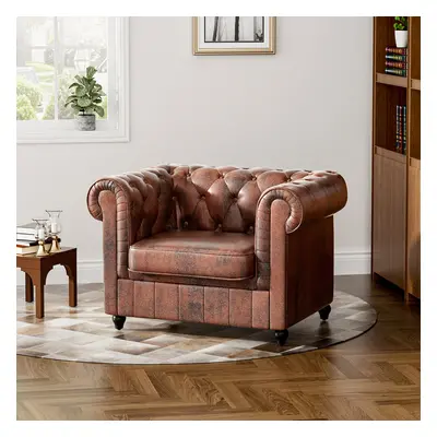 Faux Leather Wingback Chesterfield Style Armchair Tub Club Chair