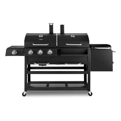 Ignite Multi Fuel Wagon Barbecue Grill 4-in-1 Gas/Charcoal/Smoker/Side Burner