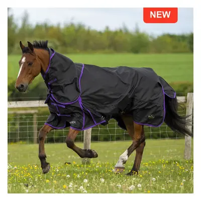 (Black/Purple, 7ft 0) Gallop Equestrian Trojan Dual Lightweight Turnout Rug & Neck Set