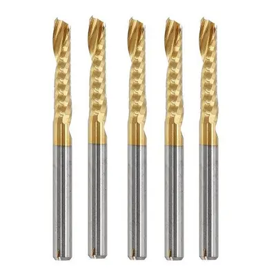 5pcs 3.175mm Shank 17mm Single Flute End Mill Cutter Titanium Coated Spiral Milling Cutter