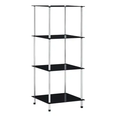 vidaXL 4-Tier Shelf Black Tempered Glass Kitchen Showcase Spice Organiser Rack