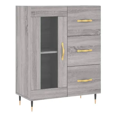 (grey sonoma) vidaXL Sideboard Storage Cabinet Cupboard High Gloss White Engineered Wood