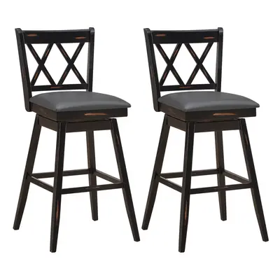 Set of Bar Stools Counter Height Swivel Chair Upholstered Seat 29"