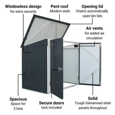 BillyOh Metal Wheelie Bin Store - 5x3