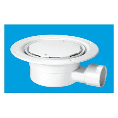 McAlpine VSG1WH-NSC Valve Shower Gully, White Plastic Clamp Ring and Cover Plate, 1Â½" Horizonta