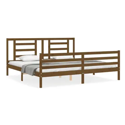 (honey brown, x cm) vidaXL Bed Frame Bed Base Platform Bed with Headboard Small Single Solid Woo