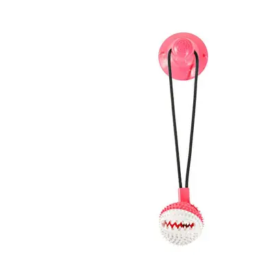 (Type-Pink) Dog Rope Ball Pull Toy with Double Suction Cup Multifunctional Interactive Dog Tug o