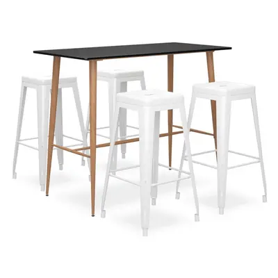 vidaXL Bar Set Piece Black and White Kitchen Dining Room Chair Stool Table