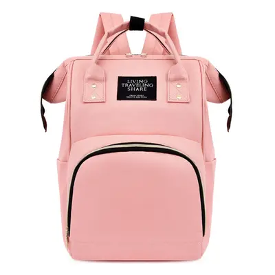 (Pink) 36L Canvas Mother Baby Bag Multifunctional Diaper Bag Shoulder Bag Backpack Outdoor Campi