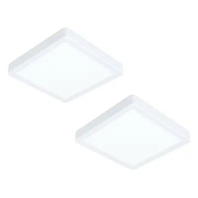 2 PACK Wall / Ceiling Light White 210mm Square Surface Mounted 16.5W LED 4000K