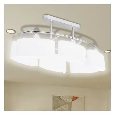 vidaXL Ceiling Lamp with Ellipsoid Glass Shades E14 Bulbs Pendant Light