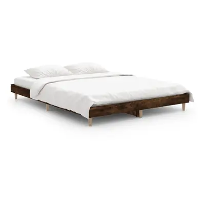 (smoked oak, x cm) vidaXL Bed Frame Home Bedroom Bed Base Bedstead Platform Bed Engineered Wood