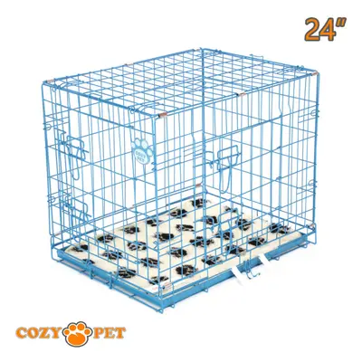 Dog Cage in Blue Inc Vet Bed by Cozy Pet Puppy Crate DC24BL + VB24C