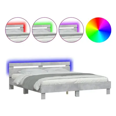 (concrete grey, x cm) vidaXL Bed Frame with Headboard and LED Bed Base Bedstead Matress Foundati