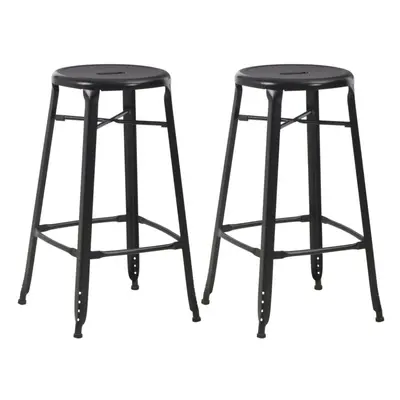 vidaXL 2x Bar Stools Black Steel Industrial Home Kitchen Dining Dinner Chair