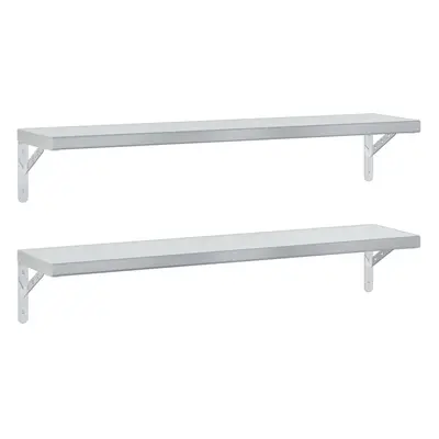 vidaXL Wall Shelves Floating Shelf Storage Shelf pcs Silver Stainless Steel