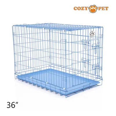 Dog Cage 36" by Cozy Pet Puppy Crate Pen Metal Cage Blue DCP36BL