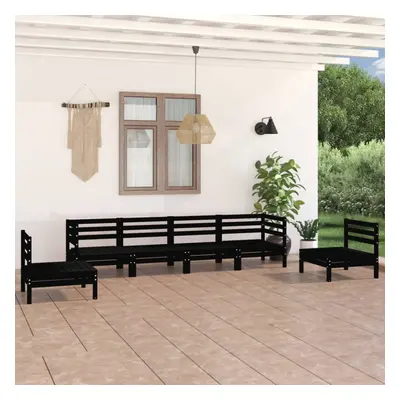 vidaXL Solid Pinewood Garden Lounge Set Piece Black Outdoor Seating Sofa