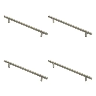 4x Round T Bar Pull Handle x 10mm 160mm Fixing Centres Stainless Steel