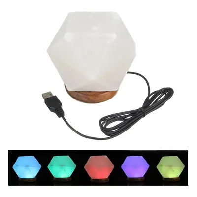 Natural Crystal Rock USB Salt Lamp Colorful LED Night Light Decor