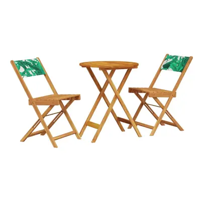 vidaXL Bistro Set Piece Outdoor Bar Set Leaf Pattern Fabric and Solid Wood