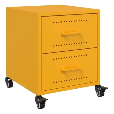 vidaXL Bedside Cabinet Nightstand Bed Table Bed Cabinet Mustard Yellow Steel