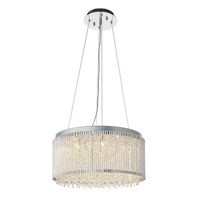 Hanging Ceiling Pendant Light Chrome & K9 Crystal Shade Bulb Large Feature