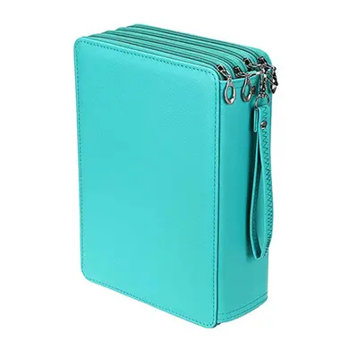 (Green) Slots Colored Pencil Case Large Capacity Soft and PU Leather Pencil Holder Organizer wit