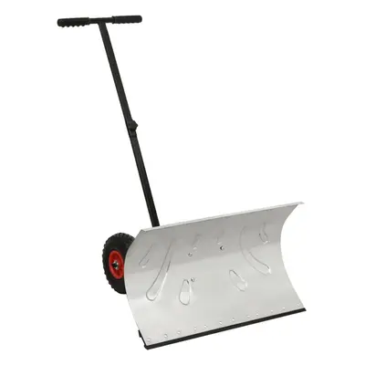 vidaXL Manual Snow Shovel with Wheels Garden Lawn Plough Blade Thrower Removal