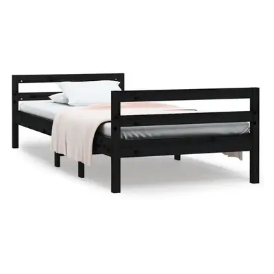 (black, x cm) vidaXL Bed Frame Wooden Bedstead Bed Base Mattress Foundation Solid Wood Pine