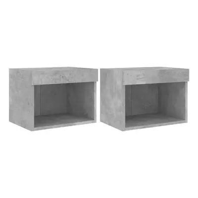 vidaXL Bedside Cabinets & LED Lights Wall-mounted Cabinet pcs Concrete Grey