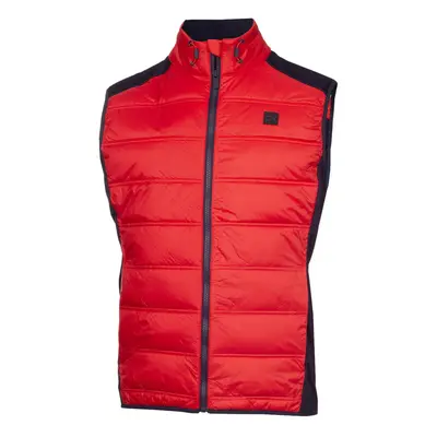 (S, Evening Blue/Red) Calvin Klein Mens Rangewood Full Zip Stretch Insulated Hybrid Golf Gilet