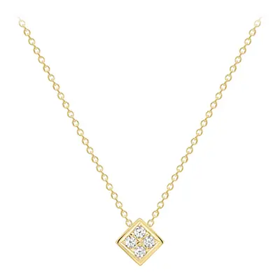 Jewelco London 18ct Yellow Gold Diamond Pave Square Window Cluster Slider Necklace 0.9mm 18" 45c