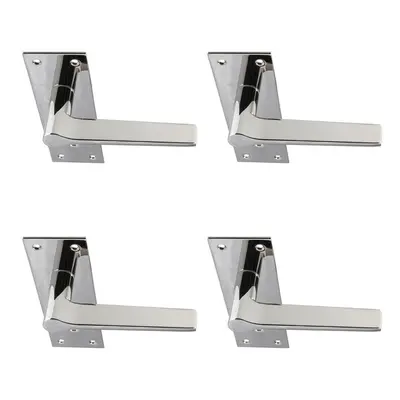 4x PAIR Flat Straight Handle on Slim Lock Backplate x 50mm Polished Nickel