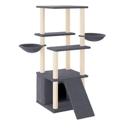 (dark grey) vidaXL Cat Tree with Sisal Scratching Posts Cat Scratch Tower Climber Dark Grey