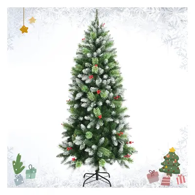 6FT Artificial Christmas Tree Snow Flocked Xmas Tree Decor In/Outdoor