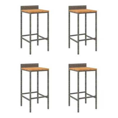 (grey, x x cm/ pcs) vidaXL Bar Stools Pub Stool Bar Chair Grey Poly Rattan and Solid Wood Acacia