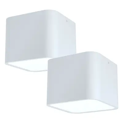 2 PACK Wall / Ceiling Light White Aluminium Square Downlight 1x 28W E27