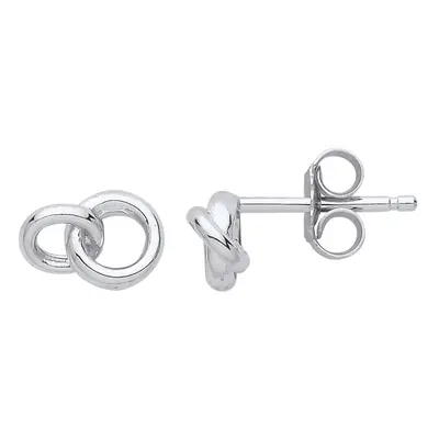 Jewelco London Ladies Sterling Silver Interlocked Rings Stud Earrings - GVE789