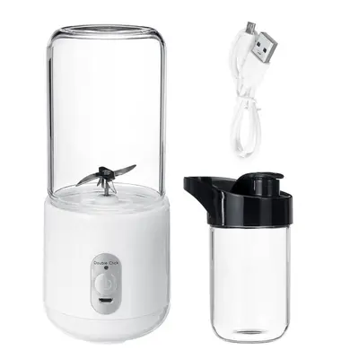 (White) 260ml USB Rechargeable Portable Electric Juice Cup Juice Blender Fruit Mixer Six Blade M