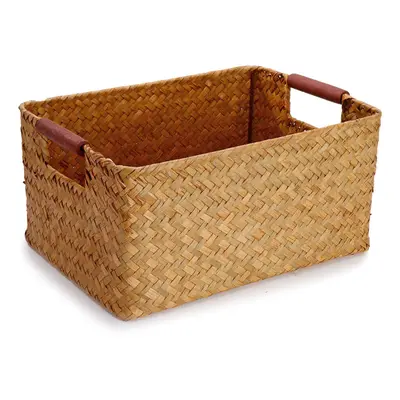 (Yellow) Seaweed Woven Storage Basket Fruit Sundries Home Organizer Fruit Container