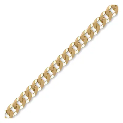 (7.5) Jewelco London Men's Solid 9ct Yellow Gold Flat Curb 8.4mm Gauge Chain Necklace