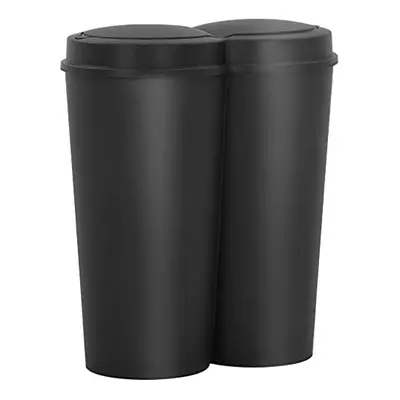 vidaXL Duo Bin Trash Can Black L Household Home Recycling Indoor Office Kitchen Garbage Bin Dust