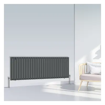 (600x1593mm Single, Anthracite) NRG Oval Column Designer Radiator Horizontal Vertical Central He