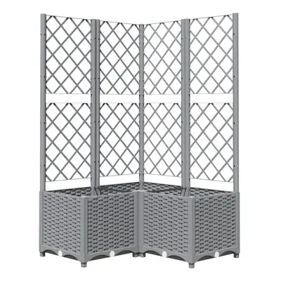 (light grey, x x cm) vidaXL Garden Planter with Trellis PP Outdoor Raised Bed Flower Pot Planter