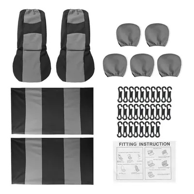 (Gray - Pcs) 2/4/9PCS Front Back Row Full Car Seat Cover Seat Protection Car Accessories