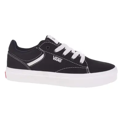 (1.5 UK, Black/White) Vans Boys Kids Seldan Low-Top Casual Canvas Trainers Sneakers - Black/Whit