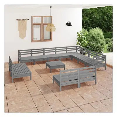 vidaXL Garden Lounge Set Outdoor Lounge Set Piece Solid Wood Pine Grey