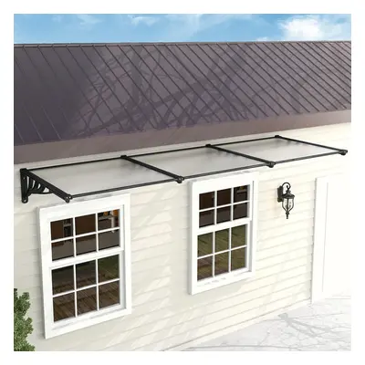 Black Straight Door Canopy Awning Shade Shelter, 270cm W x 90cm D x 28cm H